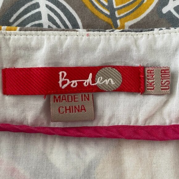 Boden Pink Gray Yellow Leaf Print Skirt - Picture 7 of 11